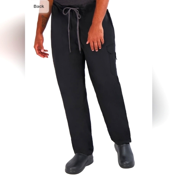 Happy Chef Drawcord Lightweight Unisex Chef Pants in Black Sz L - Picture 1 of 9